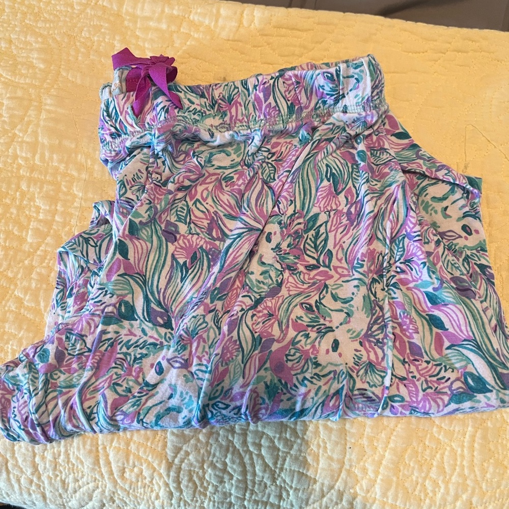 Floral Print pajama pants with Pink Bow
